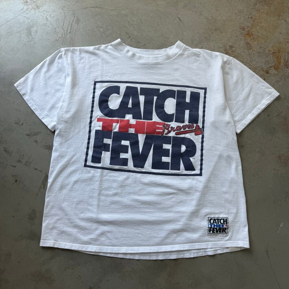 Vintage 90s Atlanta Braves The Game Catch The Fever Retro Sports T-shirt Size XL